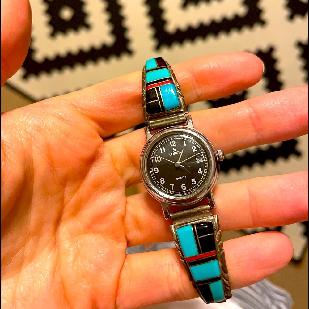 Zuni turquoise women’s silver watch
